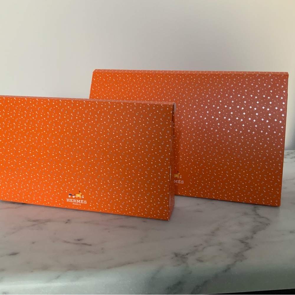 Hermès Orange Boxes with White Dots